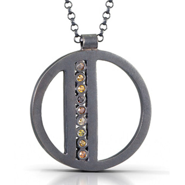 Matte Black Sterling Silver Necklace with Natural Diamonds 