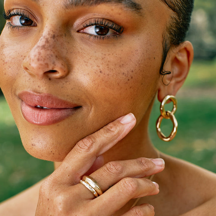 Bronze Double Drop Earrings- "Maji"