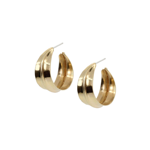 Bronze Semi-Hoop Earrings - "Small Ridge Hoops"