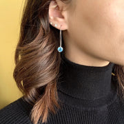 Portuguese Cut Blue Topaz Drop Earrings - "Comet"