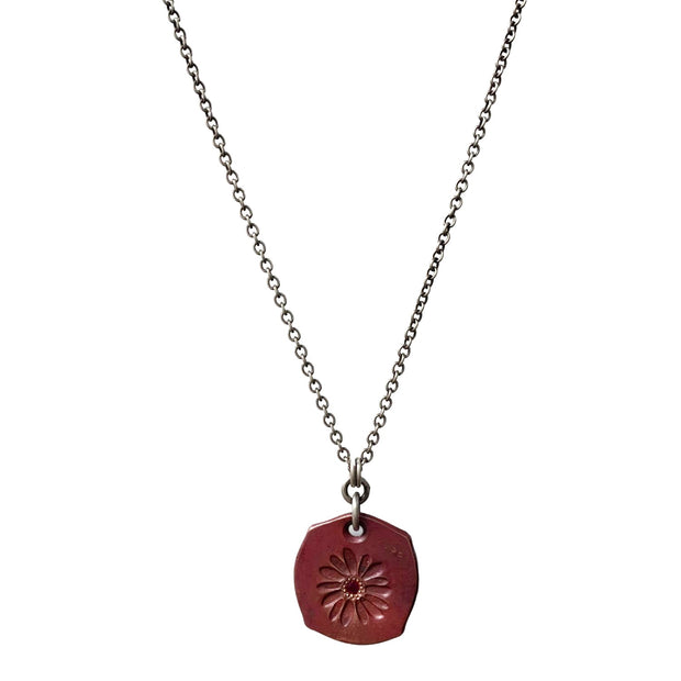 Copper Flower Necklace Featuring a Ruby - "Bloom"