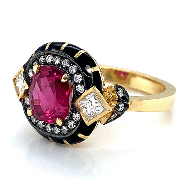 Ruby, Diamond, & Enamel Ring - "Rock Candy Glamour"