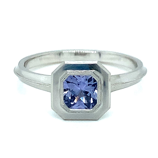 Violet Montana Sapphire Engagement Ring - "Jin Bezel"