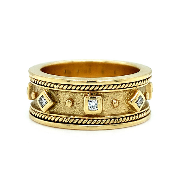 Handcrafted Yellow Gold and Diamond Estate Ring - "Constantinople"