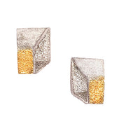 Sterling Silver and Vermeil Stud Earrings - "Golden Cubism"