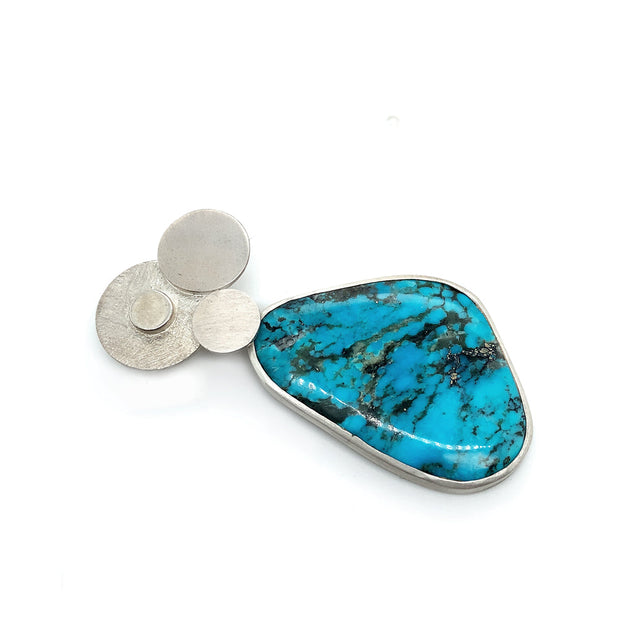 Large Turquoise and Sterling Silver Pendant - "Neptune"