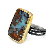 One-of-a-Kind Silver & Gold Vermeil Opal Ring - "Freya's Veil"