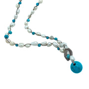 Turquoise and Freshwater Pearl Necklace-"Mountain Waters"