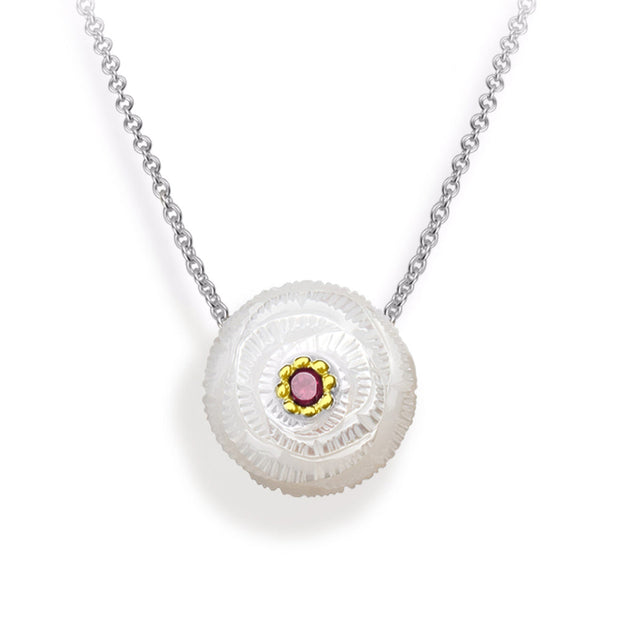 Freshwater Pearl & Garnet Necklace - "Carnation"