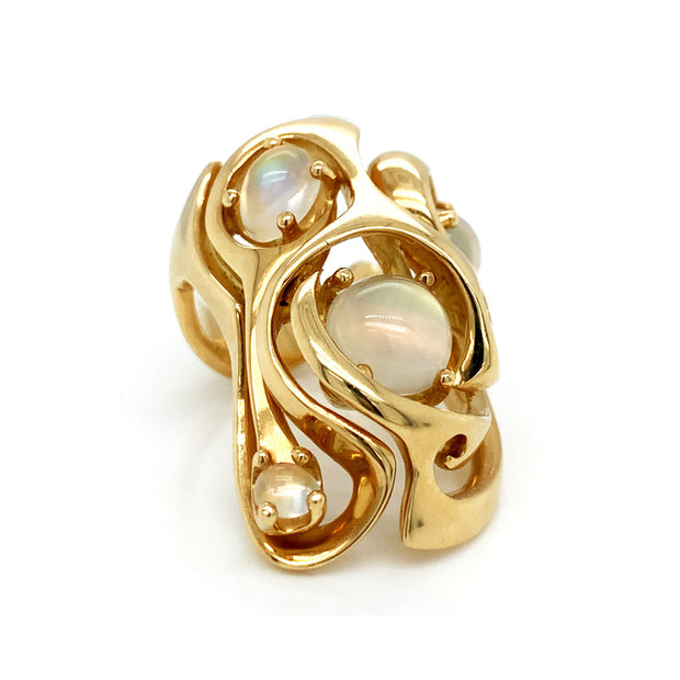 Alan Giovannetti 18K Yellow Gold & Moonstone Sculptural Ring - "Breakthrough"