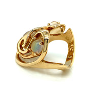 Alan Giovannetti 18K Yellow Gold & Moonstone Sculptural Ring - "Breakthrough"