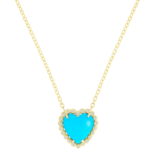 Diamond and Turquoise Heart Necklace- "Sweetheart"