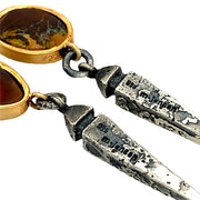 Koroit Opal, Gold & Silver Dagger Earrings- "Imperial Flame"