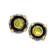 Peridot & Diamond Stud Earrings - "Romanesque"