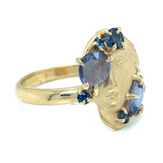 14K Yellow Gold Sapphire Ring - "Blue Sibyl"