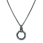 Sterling Silver Circle Necklace - "Forged Piston"