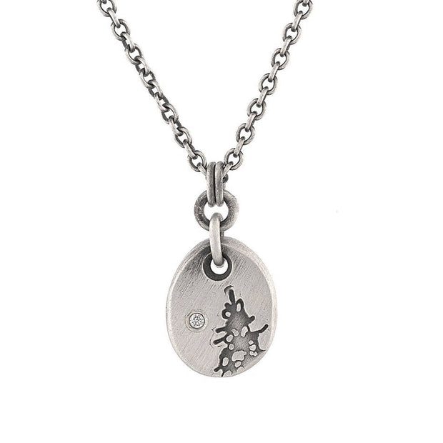 Sterling Silver and White Diamond Necklace - "Winter Nights"