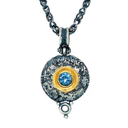 Silvery Blue Montana Sapphire Silver & Gold Necklace - "Maru"