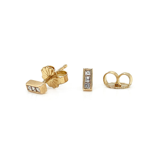 Yellow Gold & Channel Set Diamond Earrings- "Mosaic Mystery"