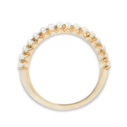 Yellow Gold French-Set Pearl Ring - "Lille"