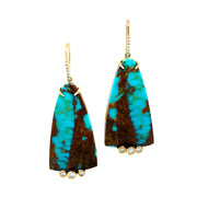 Kingman Turquoise & Diamond Earrings- "Fresco"