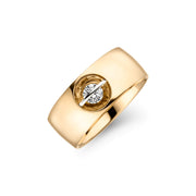 Wide Band Liberté Solitaire Diamond Ring