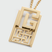 Balmain 18K Yellow Gold Labyrinth Frieze Pendant on Chain