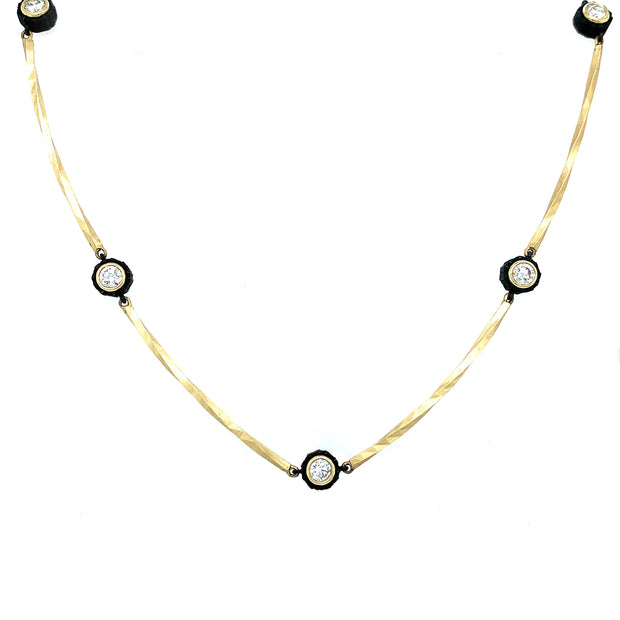 18K Yellow Gold Diamond Station Necklace- "Eclipse"