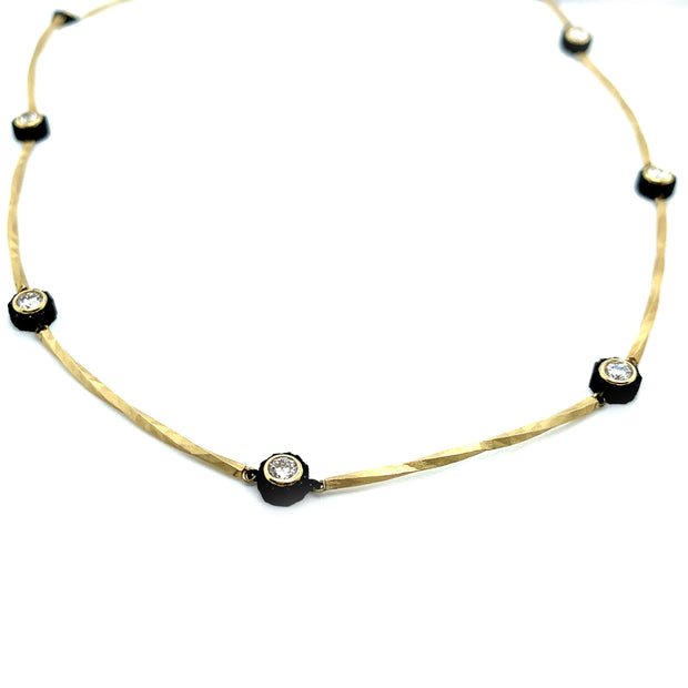 18K Yellow Gold Diamond Station Necklace- "Eclipse"
