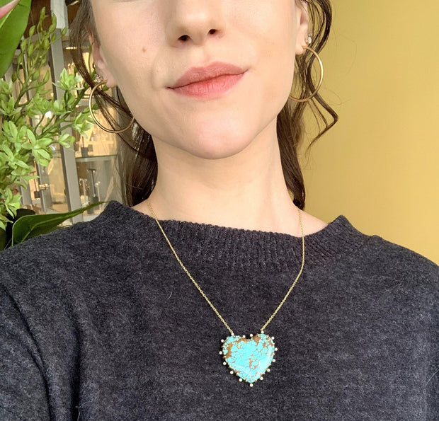 Nevada Turquoise Diamond Heart Necklace