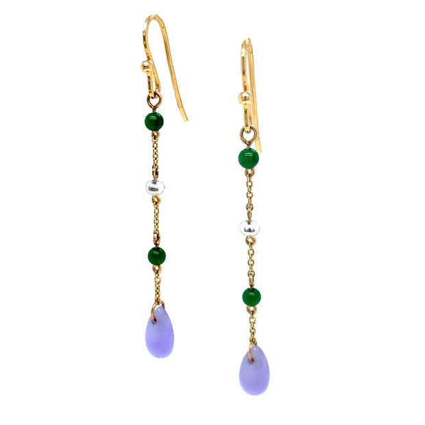 Burmese Jadeite & Freshwater Pearl Drop Earrings