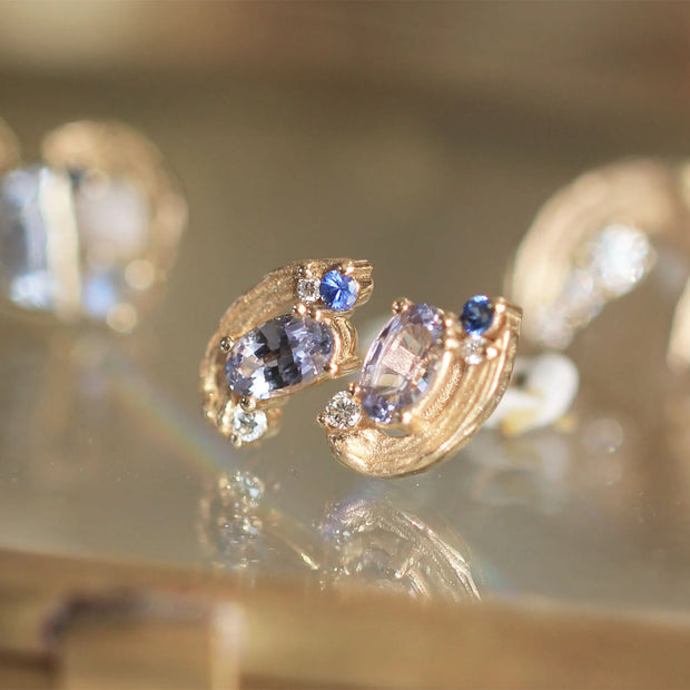 Tanzanite, Sapphire, & Diamond Earrings - "Periwinkle"