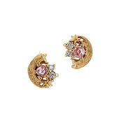 Pink Rose Cut Sapphire & Diamond Stud Earrings - "Potter's Pink"