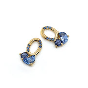 Blue Sapphire Charm Hoop Earrings - "Forget-Me-Not"