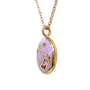Purple Sapphire & Enamel Necklace - "Sgraffito Abstract"
