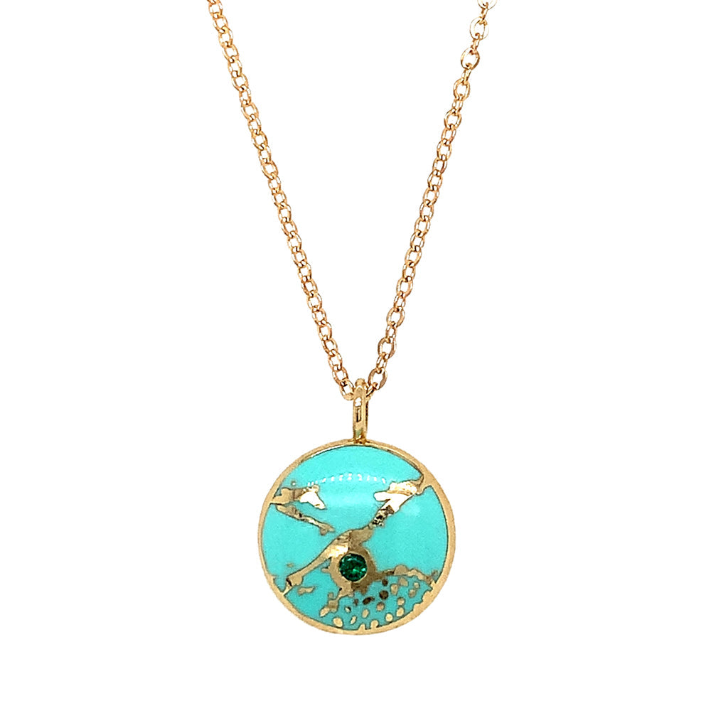 Emerald & Enamel Necklace - "Chime of Memories #7"