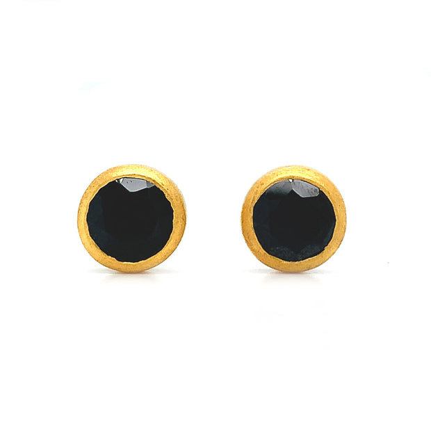 Bezel-Set Faceted Black Spinel Stud Earrings