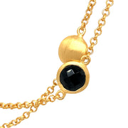 Long Gold Vermeil & Black Spinel Station Necklace -"Black Star"