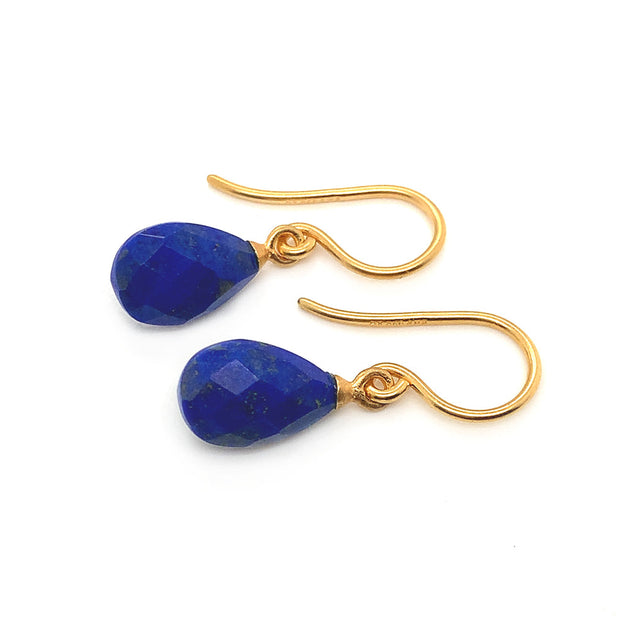 Gold Vermeil & Faceted Lapis Drop Earrings