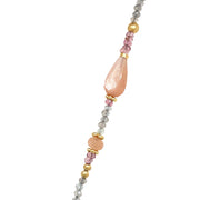 Gold Vermeil Labradorite and Pink Tourmaline Beaded Necklace