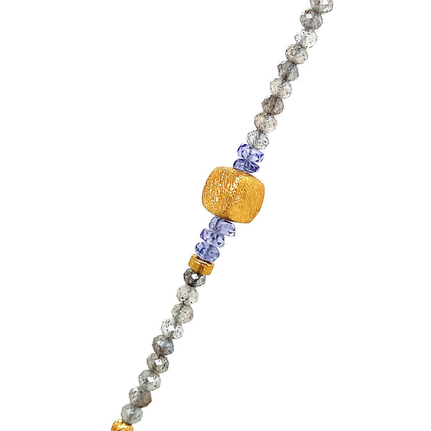 Gold Vermeil Tanzanite Beaded Necklace-"Sweet Dream"