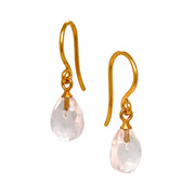 Gold Vermeil & Rose Quartz Drop Earrings - "Ballet Slippers"