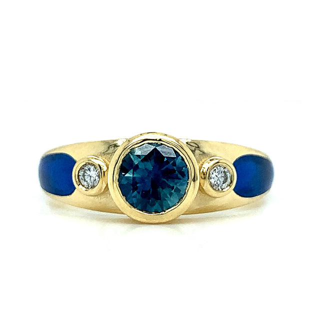 Montana Sapphire & Diamond Three Stone Ring - "Rock Candy Oasis"