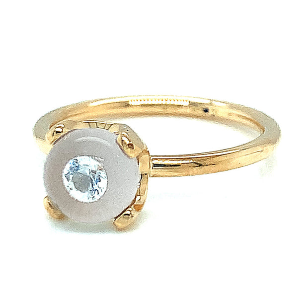 Diamond and Yellow Gold Ring - "Diamond in Glass"