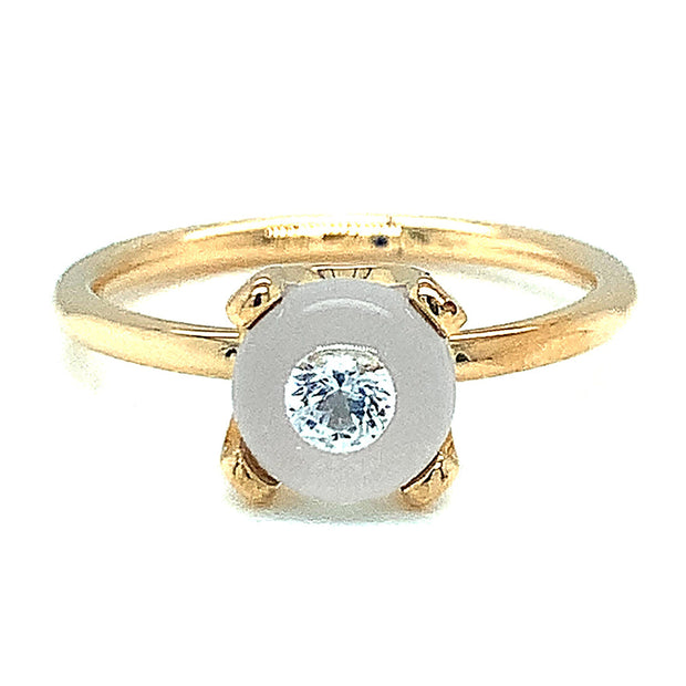 Diamond and Yellow Gold Ring - "Diamond in Glass"