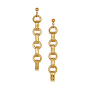 24K Yellow Gold Vermeil Circle and Link Dangle Earrings - "Marley Maxi"