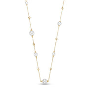 Freshwater Pearl & Diamond Station Necklace