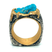 Sterling Silver & 22K Gold Turquoise Ring - "The Crusader"