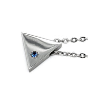 Stainless Steel Pendant with Montana Sapphire - "High Polish Triangle"