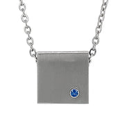 Stainless Steel Pendant with Montana Sapphire - "Matte Square"